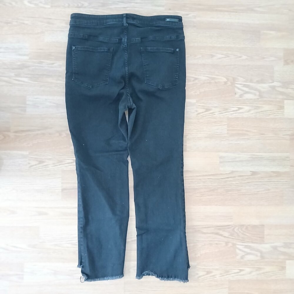 Anthropologie Pilcro Frayed Hem Superscript  Cropped Jeans Black Size 32 - Picture 3 of 8